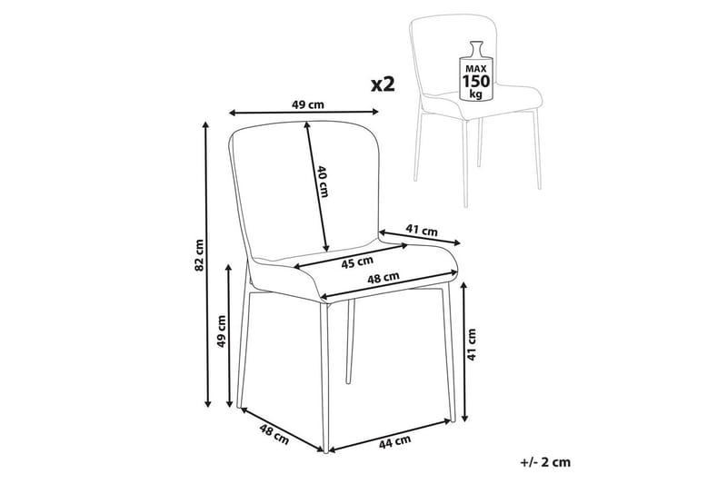 Matsalsstol Beliani Ada set om 2 Light grey - Møbler - Stoler & lenestoler - Spisestuestoler & kjøkkenstoler
