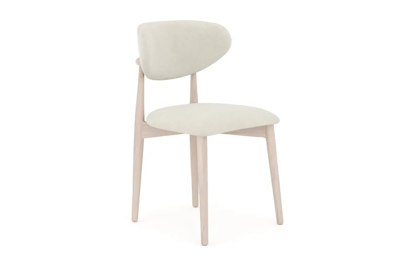 Molly spisestol i tre med stoffsete - Whitewash/Beige - Møbler - Stoler & lenestoler - Spisestuestoler & kjøkkenstoler