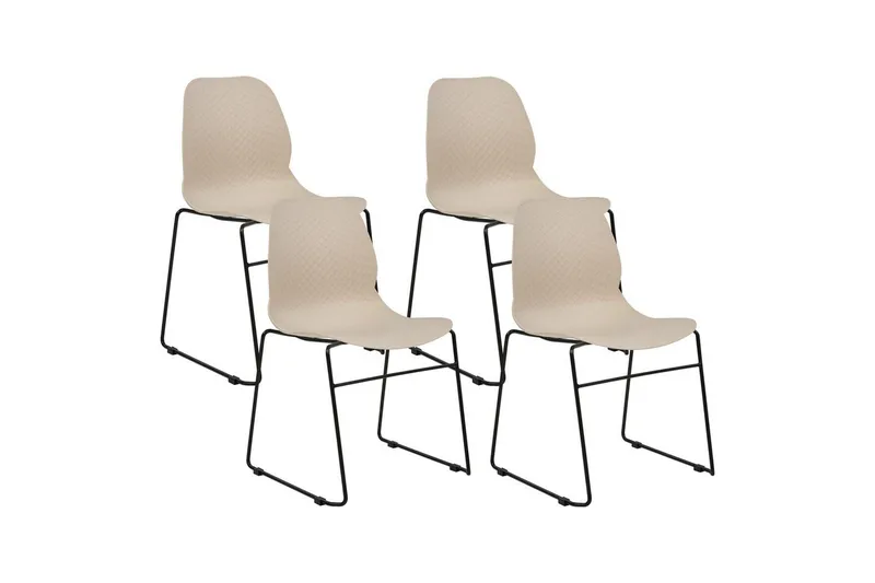 Sett med 4 spisestoler Panora, Beige, svart