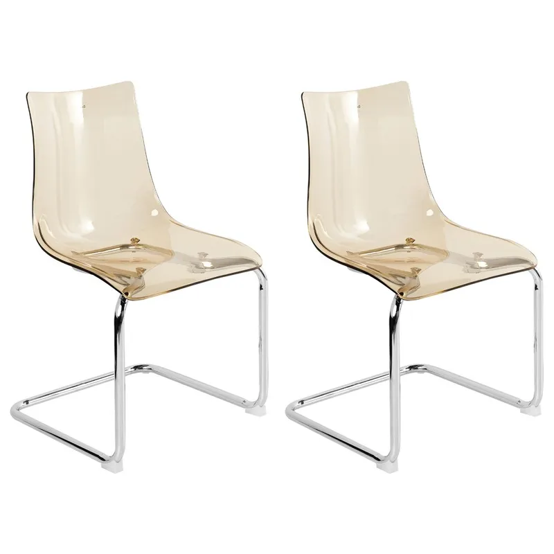 Spisestol Marshall 2-pakning, Transparent, Oransje, Sølv