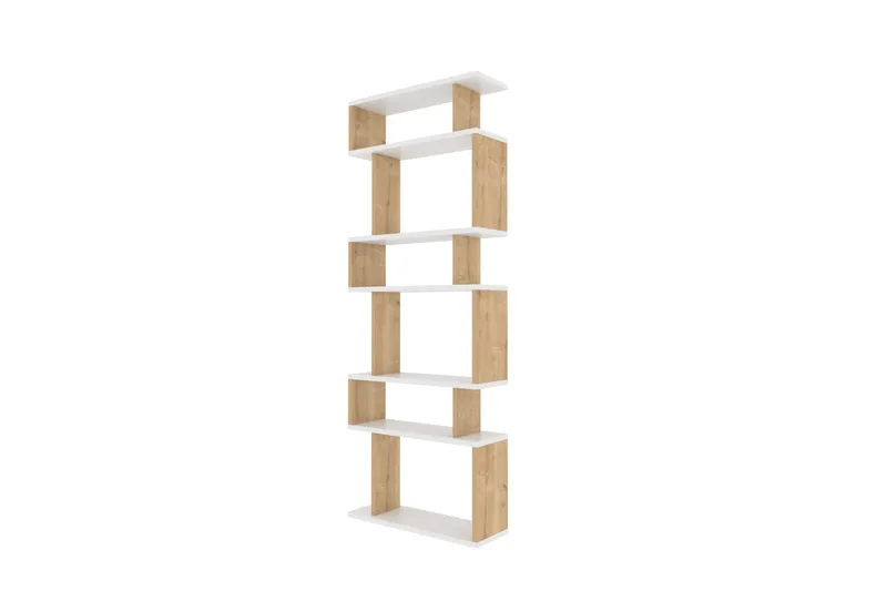 Bates Bokhylle 60 cm, Hvit/Eik