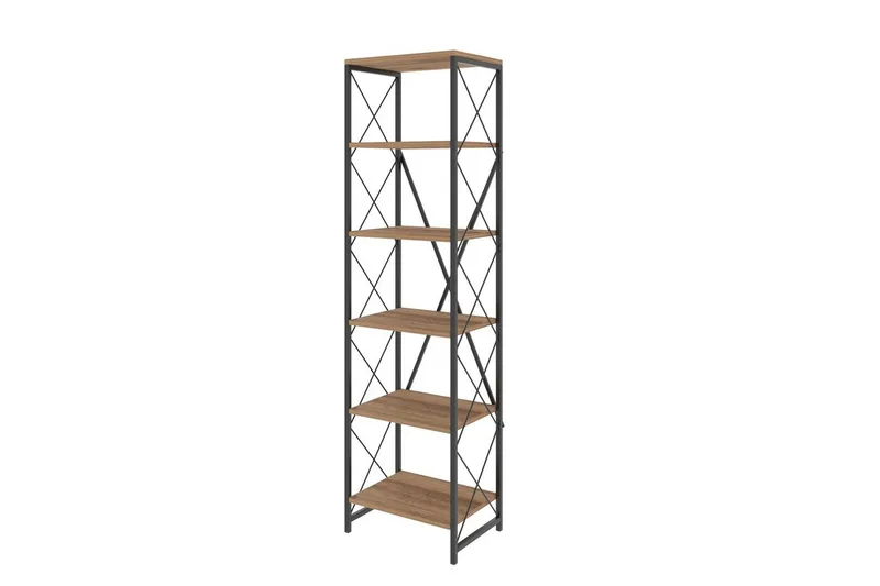 Hyler Bokhylle Suadiye Atlantic Pine / Svart Grey Colored Wood, Svart