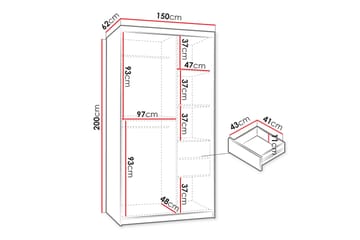Amira Garderobeskap Med Speil 150x200 cm - Oppbevaring - Klesoppbevaring - Garderober & garderobesystem