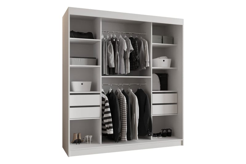 Amira Garderobeskap Med Speil 180x200 cm - Oppbevaring - Klesoppbevaring - Garderober & garderobesystem