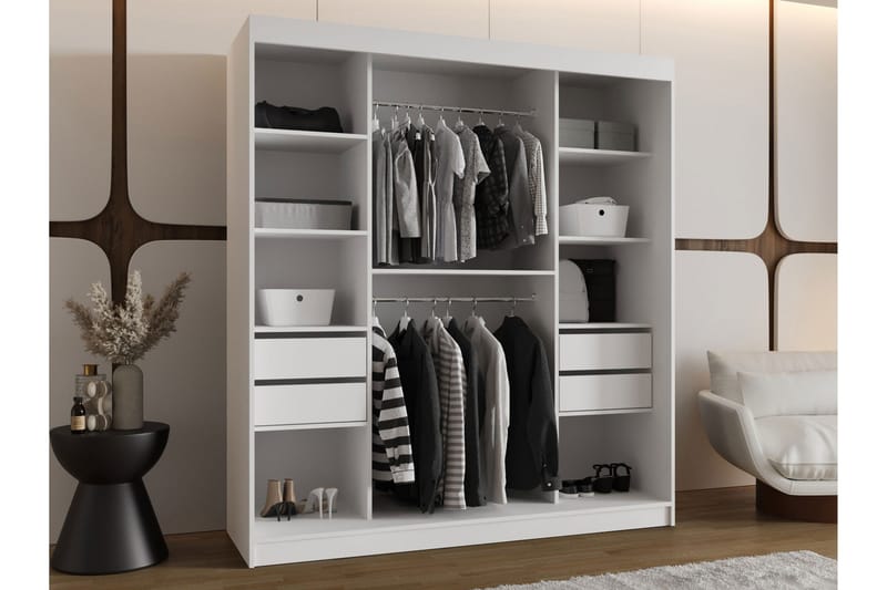 Amira Garderobeskap Med Speil 180x200 cm - Oppbevaring - Klesoppbevaring - Garderober & garderobesystem
