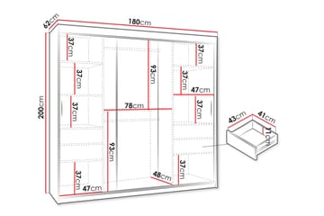 Amira Garderobeskap Med Speil 180x200 cm - Oppbevaring - Klesoppbevaring - Garderober & garderobesystem