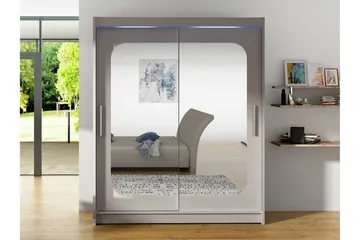 Bay Garderobe Med Speil 150x200 cm - Hvit - Oppbevaring - Klesoppbevaring - Garderober & garderobesystem