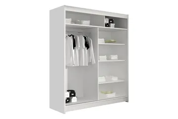 Bay Garderobe Med Speil 150x200 cm - Hvit - Oppbevaring - Klesoppbevaring - Garderober & garderobesystem