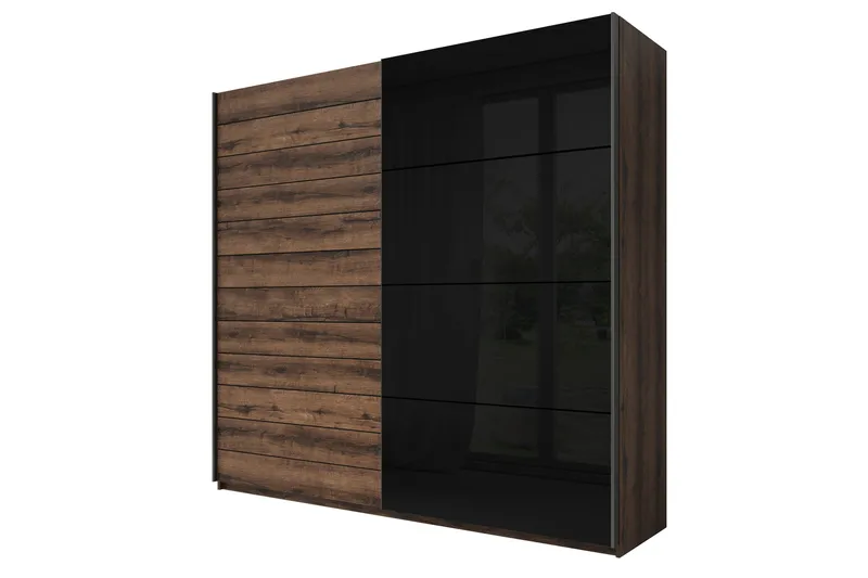 Bovera Garderobeskap 61x270 cm, Teak/Svart
