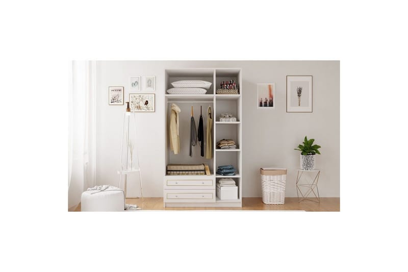 Carvo Garderobe 105x180 cm - Matt Hvit - Oppbevaring - Klesoppbevaring - Garderober & garderobesystem