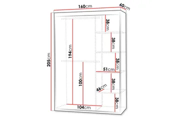 Duetter Garderobe Med Speil 160x205 cm - Hvit - Oppbevaring - Klesoppbevaring - Garderober & garderobesystem