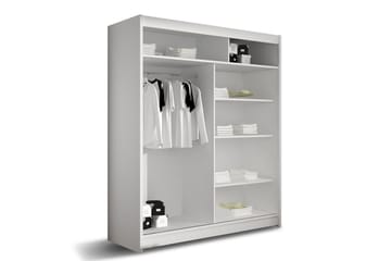 Leila Garderobe 150 cm Skyvedører Smalt Speil - Lys Eik - Oppbevaring - Klesoppbevaring - Garderober & garderobesystem