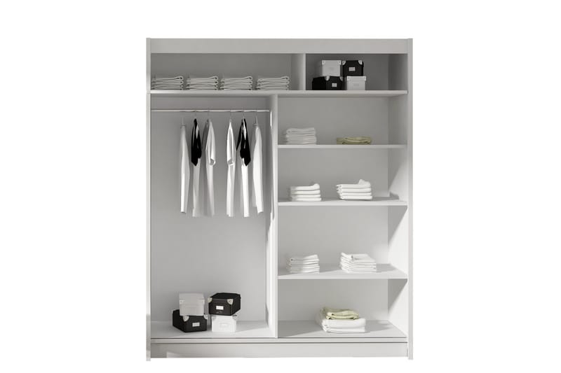 Leila Garderobe 150 cm Skyvedører Smalt Speil - Lys Eik - Oppbevaring - Klesoppbevaring - Garderober & garderobesystem