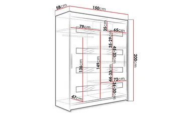 Presto Garderobe 58x150 cm - Hvit/Svart - Oppbevaring - Klesoppbevaring - Garderober & garderobesystem