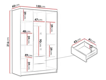 Varros Garderobeskapeskap med speil 150x216 cm - Brun - Oppbevaring - Klesoppbevaring - Garderober & garderobesystem