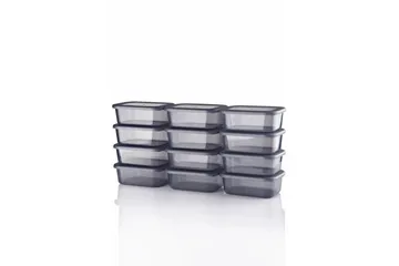 Oppbevaringsbokssett (12 deler) Ornel Antrasitt - Antrasitt - Oppbevaring - Oppbevaring til småting - Oppbevaringsbokser - Plastkurv & plastboks