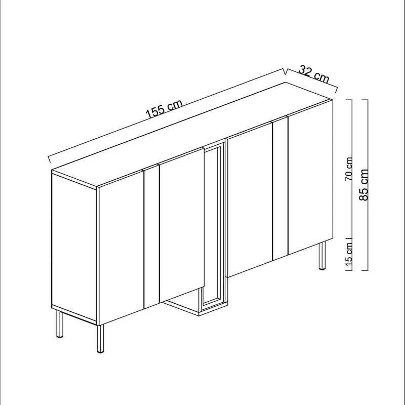 Berriaren Konsollbord 155 cm - Hvit - Oppbevaring - Oppbevaringsmøbler - Sideboard & skjenker