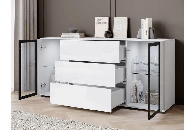 Gammel Skjenk 150x40 cm - Hvit - Oppbevaring - Oppbevaringsmøbler - Sideboard & skjenker