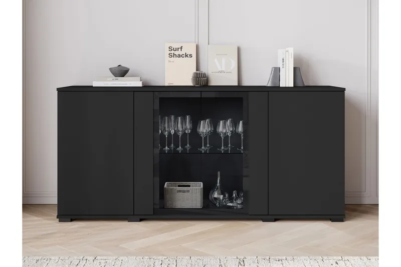 Gammel Skjenk 150x40 cm, Svart/Brun