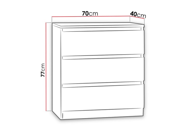 Basildon Kommode 70x40x77 cm - Hvit - Oppbevaring - Oppbevaringsmøbler - Kommode - Entrekommode