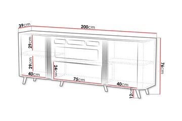 Clement Kommode 200 cm - Svart/Brun - Innredning - Peis - Peis uten pipe - El-peiser