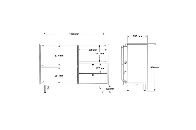 Donae Kommode 120 cm - Eik/Hvit - Oppbevaring - Oppbevaringsmøbler - Kommode