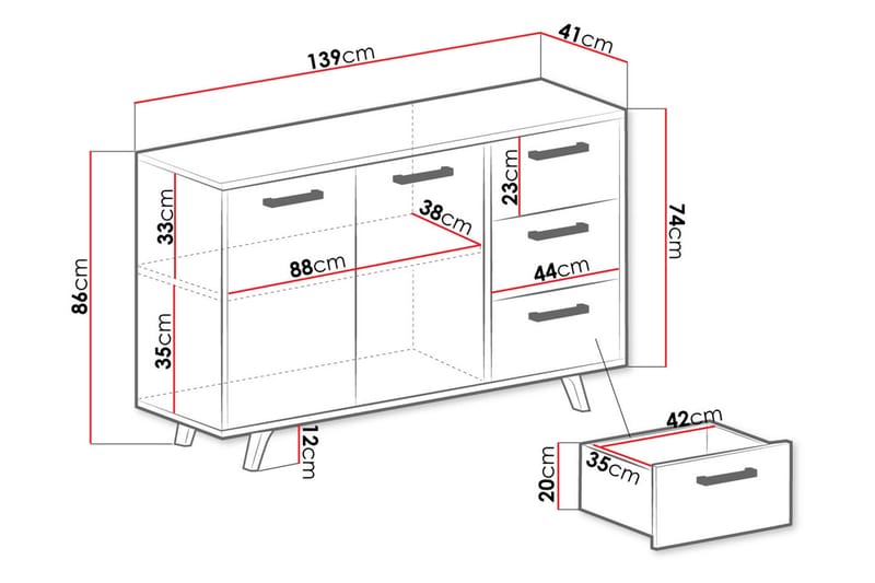 Escaldes Kommode 41x139 cm - Grønn/Gull - Oppbevaring - Oppbevaringsmøbler - Kommode