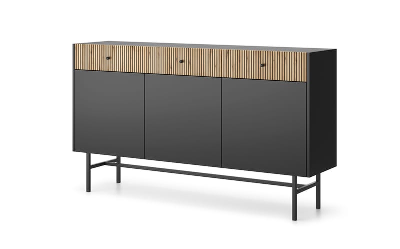 Francisca Kommode 155 cm, Svart/Eik