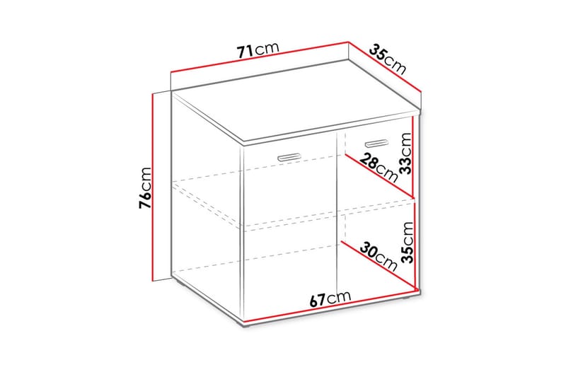 Kommode 71 cm - Hvit - Oppbevaring - Skap - Oppbevaringsskap