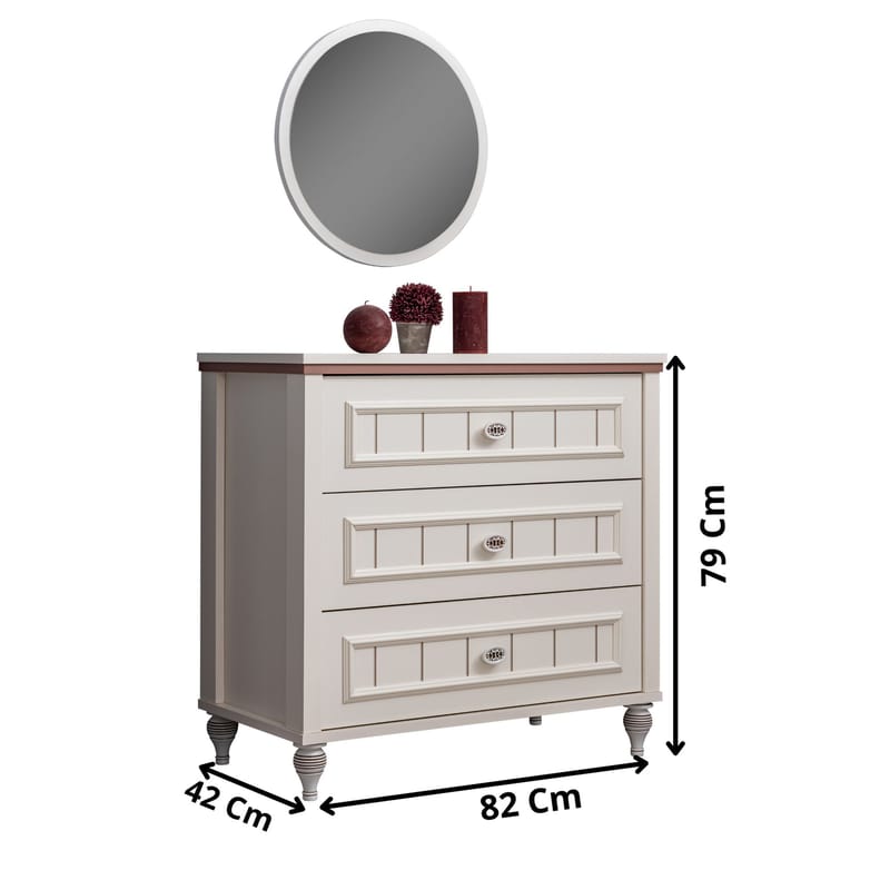 Kommode Homitis Ezgi (82 x 79 x 42 cm) lys krem - Oppbevaring - Oppbevaringsmøbler - Kommode - Entrekommode
