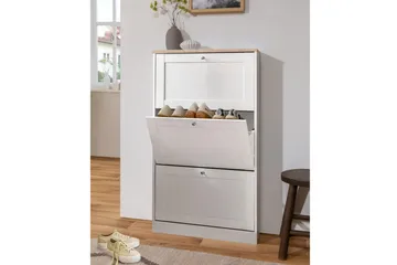 Naveen Skoskap 70x130 cm - Hvit / Brun - Oppbevaring - Skooppbevaring - Skoboks
