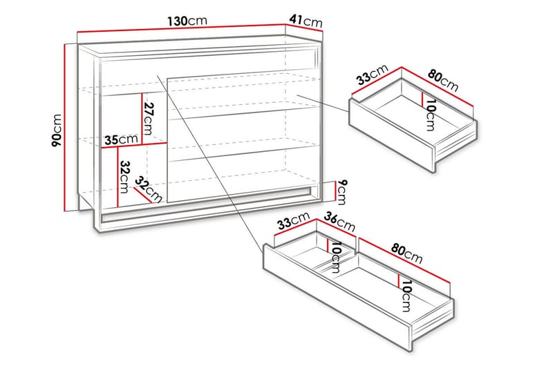 Quant Kommode 41x130 cm - Eik/Svart - Oppbevaring - Oppbevaringsmøbler - Kommode