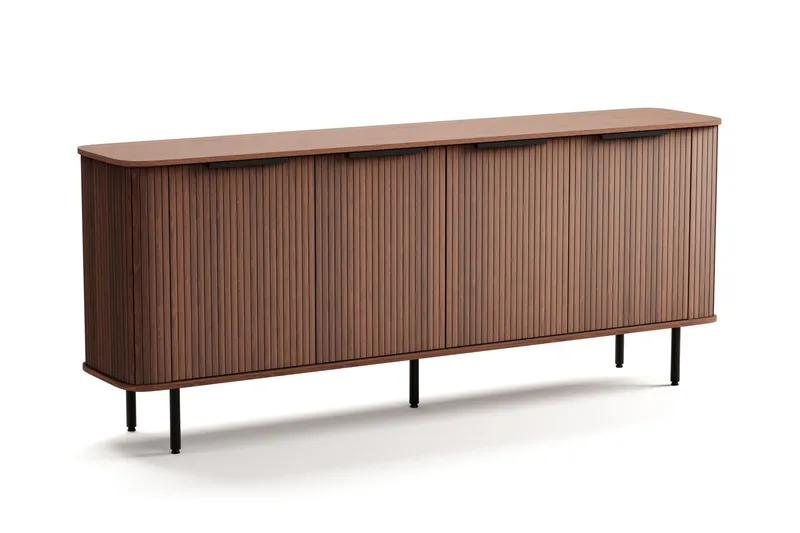 Kopparbo Sideboard med Oppbevaring Ribbet, Mørk brun / Valnøtt / Tre
