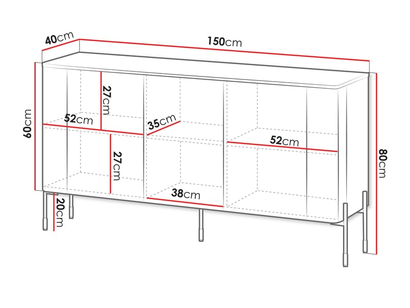 skap Kommode VERA 150 brun - Oppbevaring - Oppbevaringsmøbler - Sideboard & skjenker