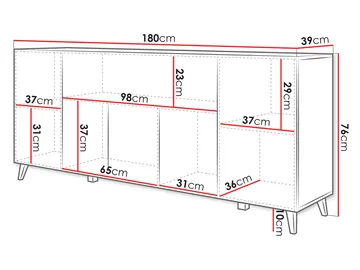 skap Kommode PHUKET 180 svart - Oppbevaring - Oppbevaringsmøbler - Sideboard & skjenker