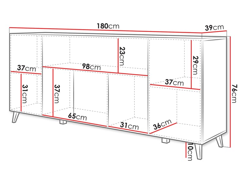skap Kommode PHUKET 180 svart - Oppbevaring - Oppbevaringsmøbler - Sideboard & skjenker