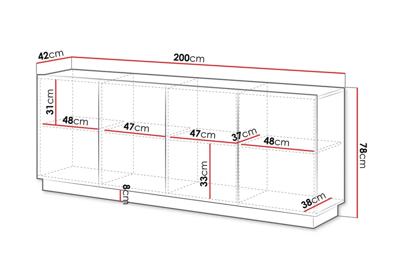 Torvalen Skjenk 200x42 cm - Hvit - Oppbevaring - Oppbevaringsmøbler - Sideboard & skjenker