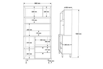 Donae Highboard - Eik/Antrasitt - Oppbevaring - Skap - Oppbevaringsskap