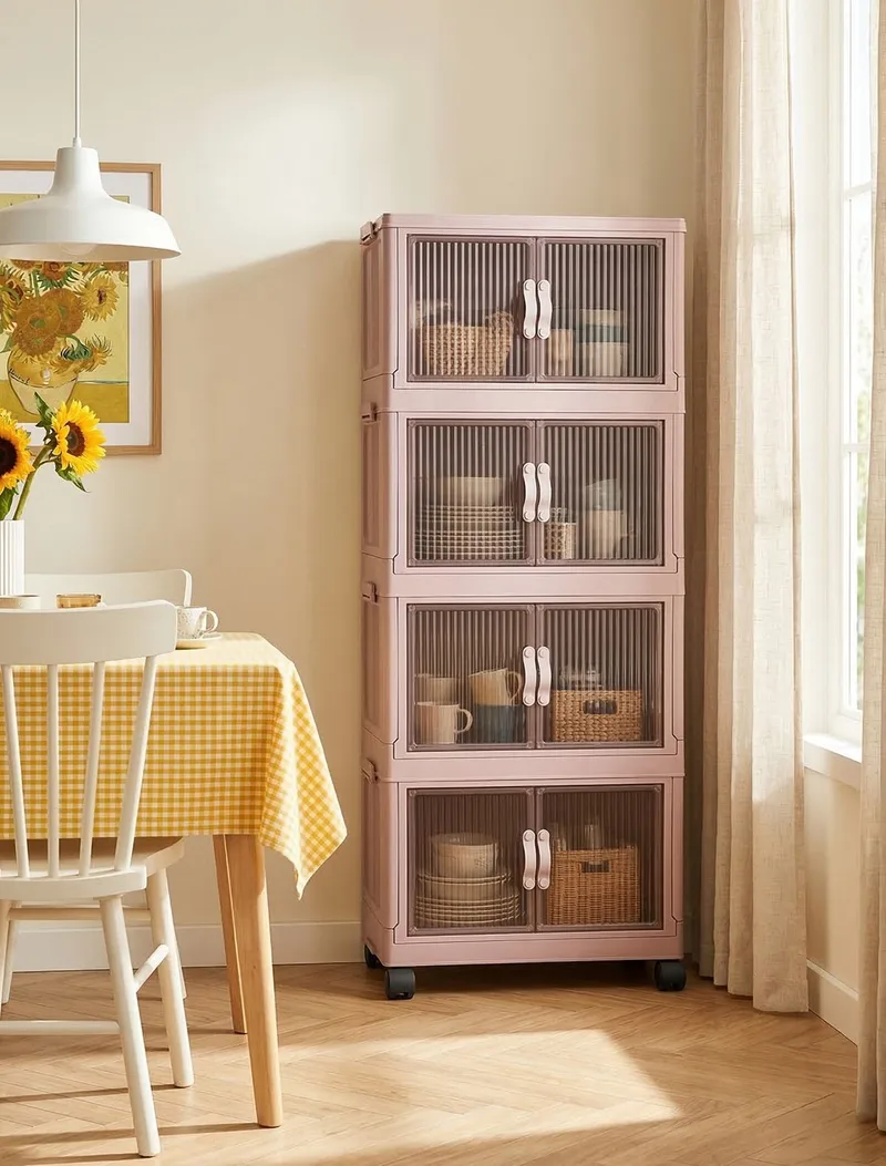 Flerbruks skap Hanah Home Lavine 127 (56 x 127 x 56 cm) Pulver - Oppbevaring - Skap - Oppbevaringsskap - Omkledningsskap