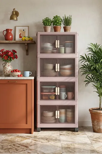 Flerbruks skap Hanah Home Lavine 127 (56 x 127 x 56 cm) Pulver - Oppbevaring - Skap - Oppbevaringsskap - Omkledningsskap