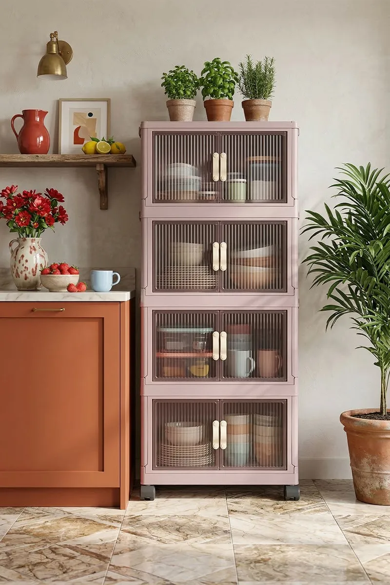 Flerbruks skap Hanah Home Lavine 127 (56 x 127 x 56 cm) Pulver - Oppbevaring - Skap - Oppbevaringsskap - Omkledningsskap