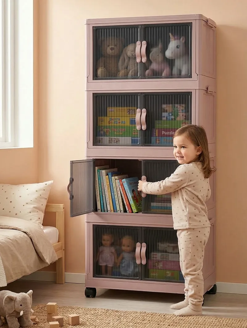Flerbruks skap Hanah Home Lavine 127 (56 x 127 x 56 cm) Pulver - Oppbevaring - Skap - Oppbevaringsskap - Omkledningsskap