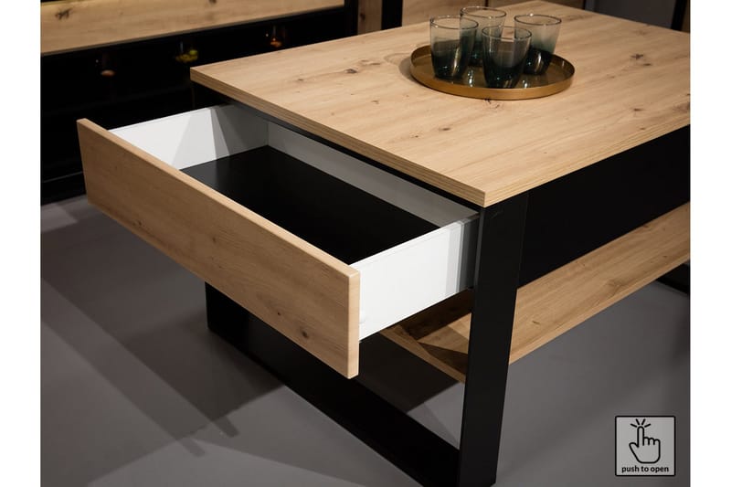 Quant Vitrineskap 41x110 cm - Eik/Svart - Oppbevaring - Skap - Vitrineskap