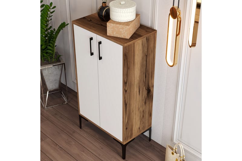 Babice Skoskap 35x60 cm - Valnøtt/Hvit - Oppbevaring - Skooppbevaring