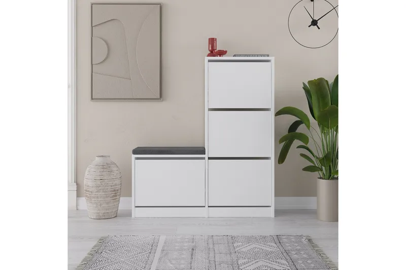 Dude Skoskap 105 cm - Hvit - Oppbevaring - Skooppbevaring