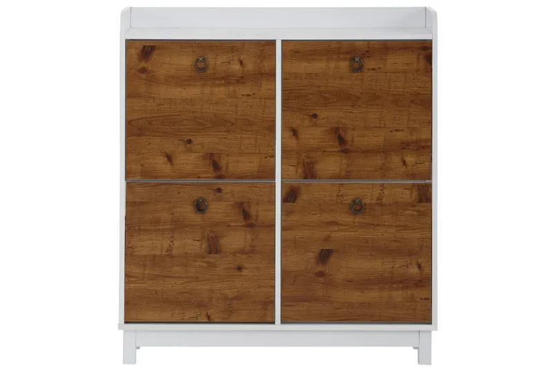Shellake Skoskap 92x25 cm - Hvit/Natur - Oppbevaring - Skooppbevaring