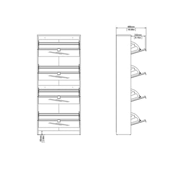 Tenor Skoskap 4 rom 70x24x162 cm - Oppbevaring - Skooppbevaring