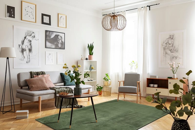 Cozy Ryeteppe 133x190 cm Rektangulær - Grønn - Tekstiler - Tepper & Matter - Moderne tepper - Ryeteppe