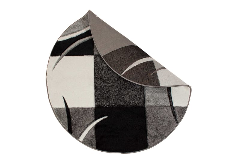 London Patch Friezematte Rund 200 - Svart - Tekstiler - Tepper & Matter - Moderne tepper - Wiltontepper