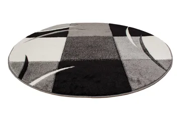 London Patch Friezematte Rund 200 - Svart - Tekstiler - Tepper & Matter - Moderne tepper - Wiltontepper